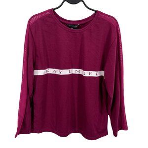 Kay Unger Long Sleeve Sweatshirt Crewneck Mesh Insert Pullover Top Women's M NWT